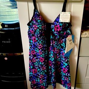 Brand new floral multi colored A shore fit  bathing suit